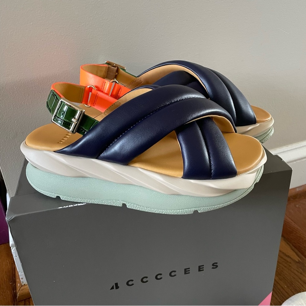 4CCCCEES Mellow Mela Indigo Platform Multicolor Sandals Women’s 38 NEW 4CS300014